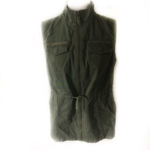 Merona Green Sleeveless Utility Jacket/Vest - M